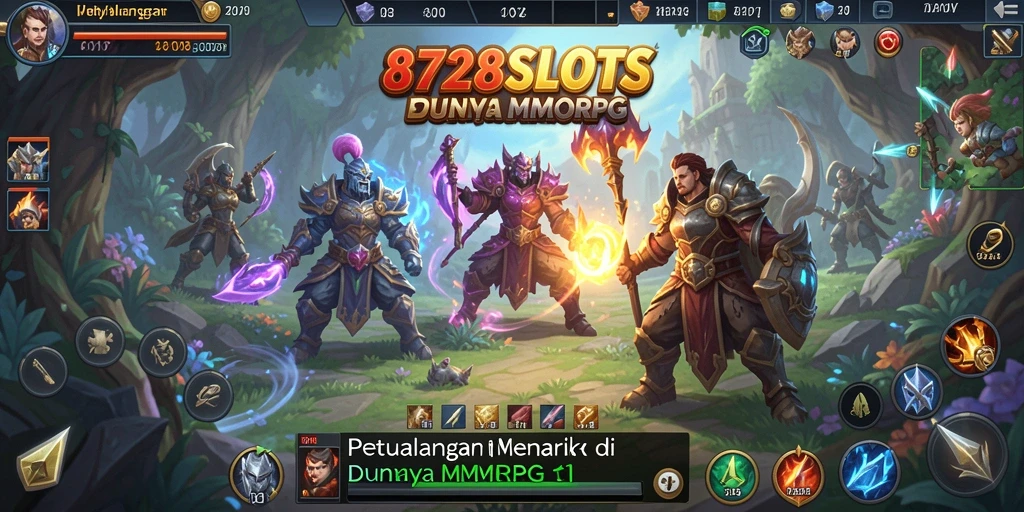 Tampilan gameplay seru dari 8728SLOTS yang menampilkan karakter dan pertempuran.