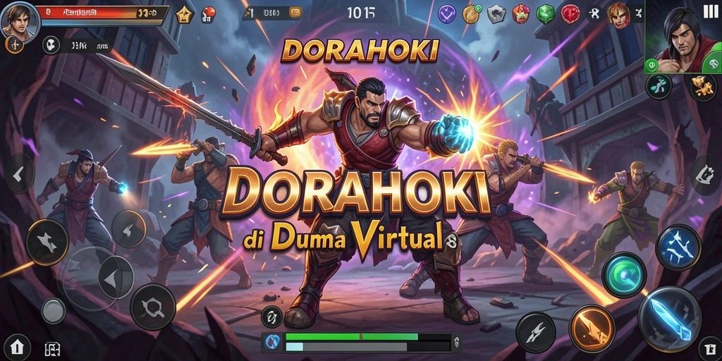 Screenshot DORAHOKI menampilkan pertarungan seru antara karakter-karakter kuat.
