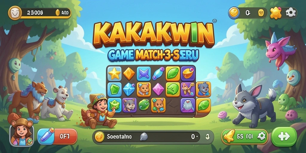 Screenshot gameplay KAKAKWIN yang menampilkan aksi mencocokkan item.