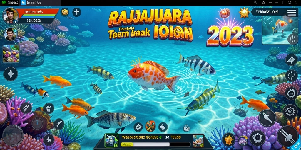 Screenshot utama RAJAJUARA menampilkan aksi menembak ikan yang seru.