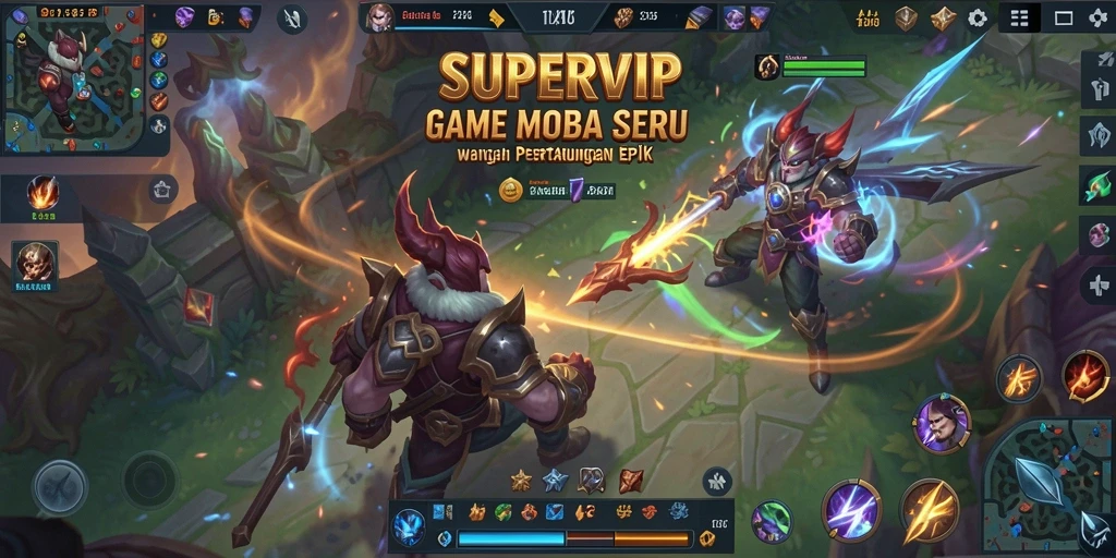 Tangkapan layar utama gameplay <strong>SUPERVIP</strong> yang menunjukkan aksi pertempuran di arena.